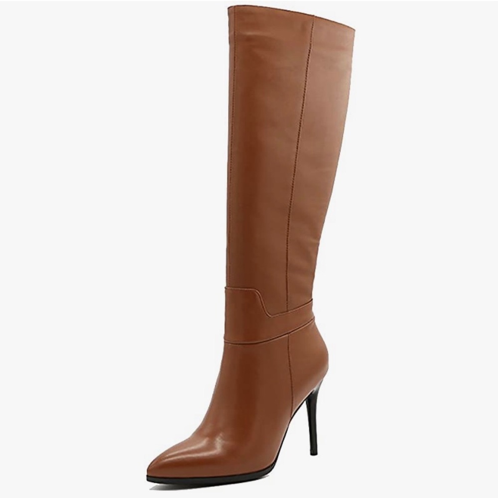 Amarantos Pointed Toe Side Zipper Stiletto High Heel Stretchy Knee High Boots